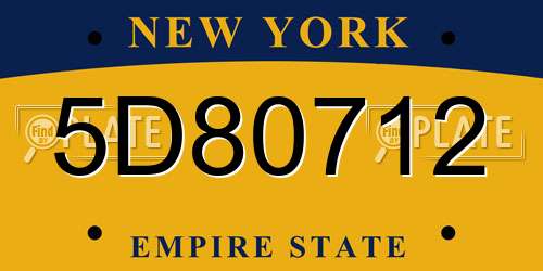 5D80712 New York License Plate