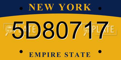 5D80717 New York License Plate