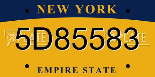 5D85583 New York License Plate