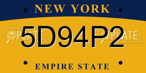 5D94P2 New York License Plate
