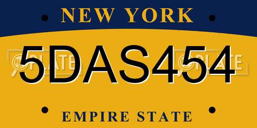 5DAS454 New York License Plate