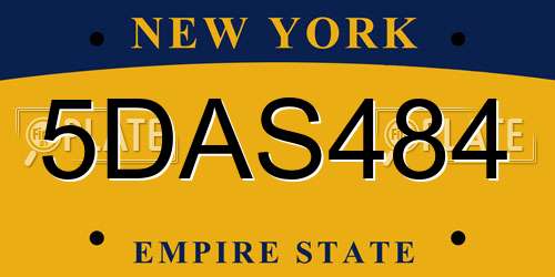 5DAS484 New York License Plate