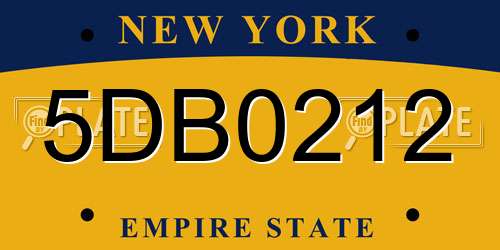 5DB0212 New York License Plate