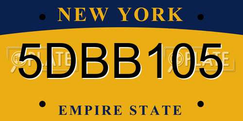 5DBB105 New York License Plate