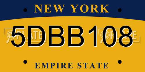 5DBB108 New York License Plate