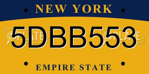 5DBB553 New York License Plate