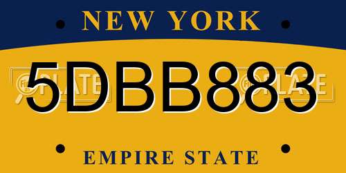 5DBB883 New York License Plate