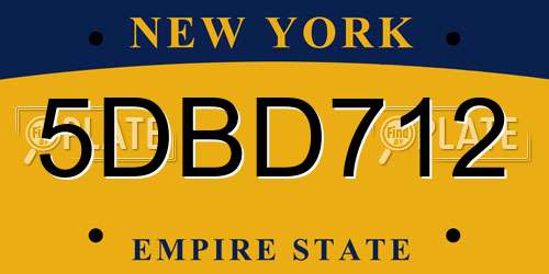 5DBD712 New York License Plate