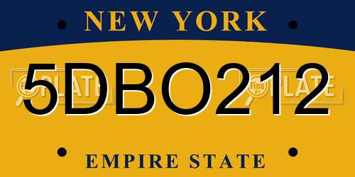 5DBO212 New York License Plate