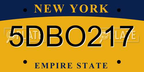 5DBO217 New York License Plate