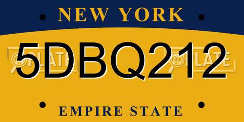 5DBQ212 New York License Plate