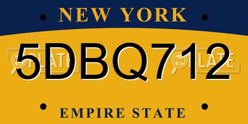 5DBQ712 New York License Plate