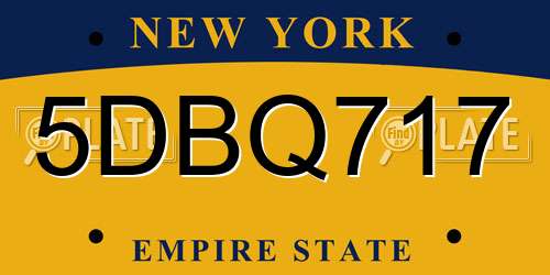 5DBQ717 New York License Plate