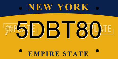 5DBT80 New York License Plate