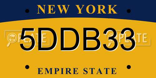 5DDB33 New York License Plate