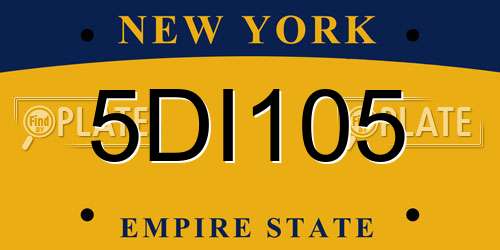 5DI105 New York License Plate