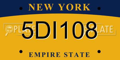 5DI108 New York License Plate