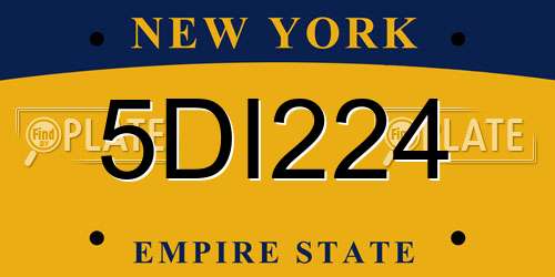 5DI224 New York License Plate