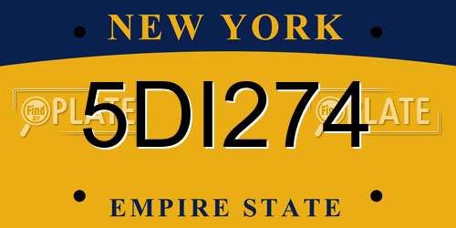 5DI274 New York License Plate
