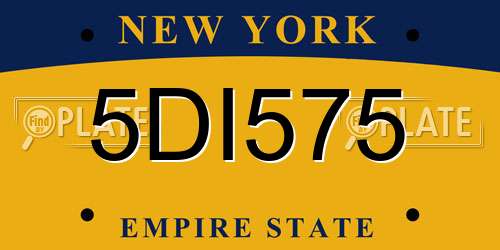 5DI575 New York License Plate