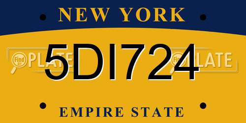 5DI724 New York License Plate