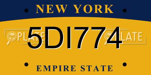 5DI774 New York License Plate