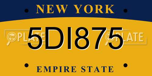5DI875 New York License Plate