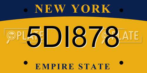 5DI878 New York License Plate