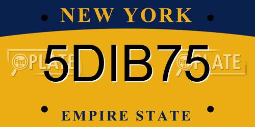 5DIB75 New York License Plate