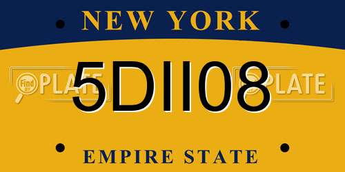 5DII08 New York License Plate