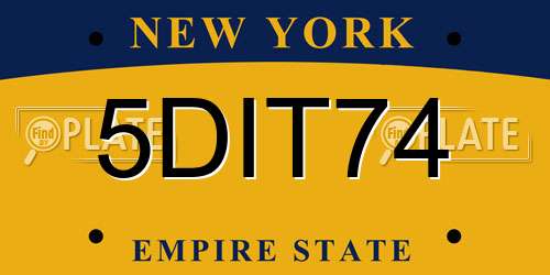 5DIT74 New York License Plate