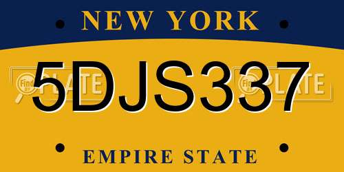 5DJS337 New York License Plate