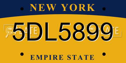 5DL5899 New York License Plate