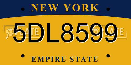 5DL8599 New York License Plate