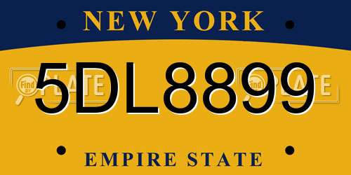 5DL8899 New York License Plate