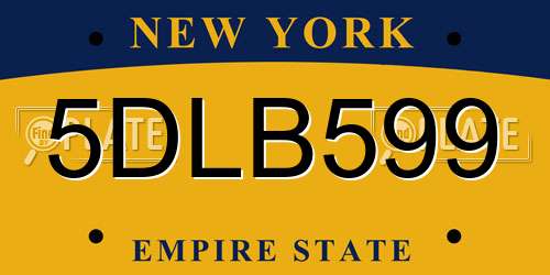 5DLB599 New York License Plate