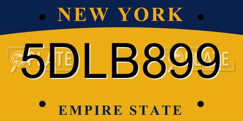 5DLB899 New York License Plate