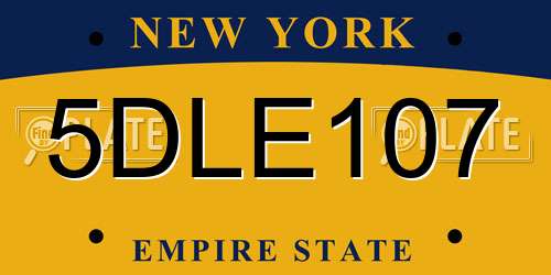 5DLE107 New York License Plate