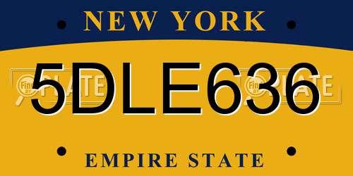 5DLE636 New York License Plate