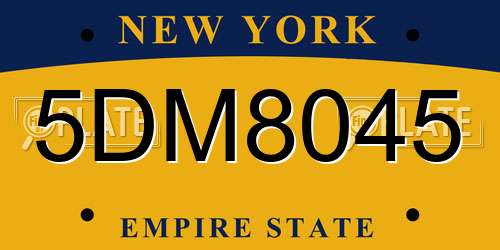 5DM8045 New York License Plate