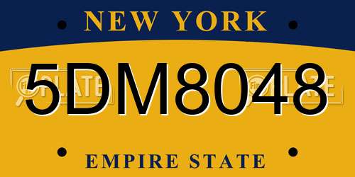5DM8048 New York License Plate
