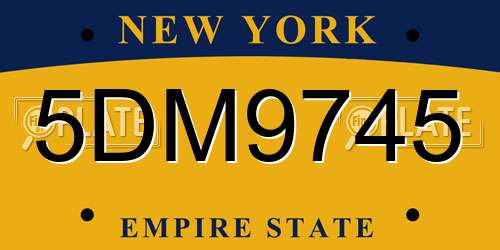 5DM9745 New York License Plate