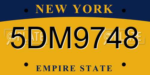 5DM9748 New York License Plate