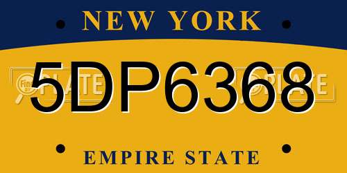 5DP6368 New York License Plate