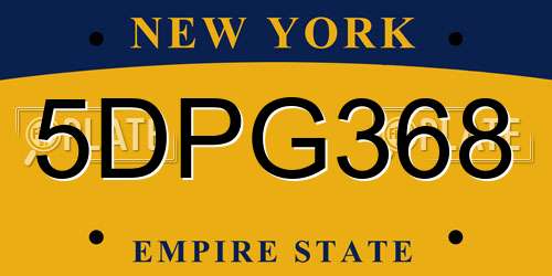 5DPG368 New York License Plate