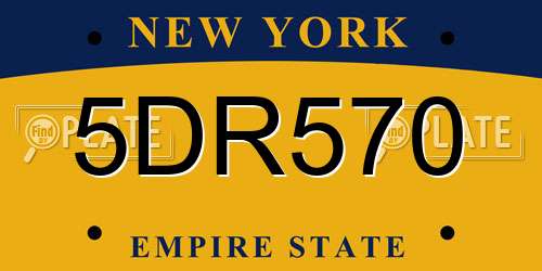 5DR570 New York License Plate