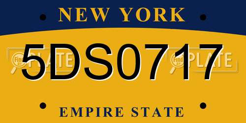 5DS0717 New York License Plate