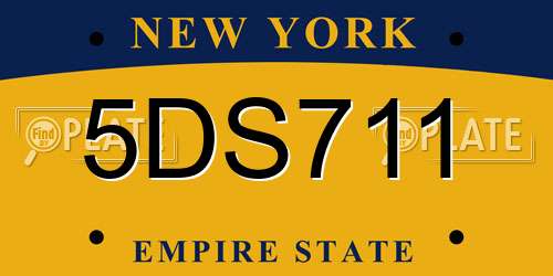 5DS711 New York License Plate