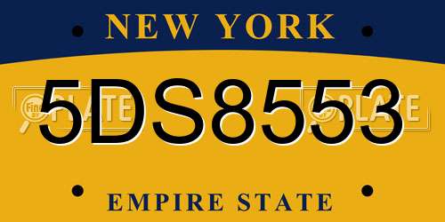 5DS8553 New York License Plate