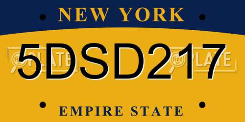 5DSD217 New York License Plate